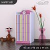 Komoda Happy K01 - barevné pásky (Barva bílá)