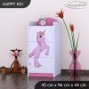 Komoda Happy K01 - princezna a jednorožec (Barva bílá)