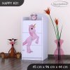 Komoda Happy K01 - princezna a jednorožec (Barva bílá)