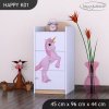 Komoda Happy K01 - princezna a jednorožec (Barva bílá)