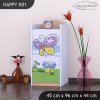 Komoda Happy K01 - motýl s květinou (Barva bílá)
