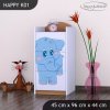 Komoda Happy K01 - modrý slon (Barva bílá)