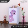 Komoda Happy K01 -  růžový pony (Barva bílá)