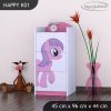 Komoda Happy K01 -  růžový pony (Barva bílá)