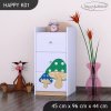 Komoda Happy K01 -  růžový hříbeček (Barva bílá)