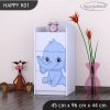 Komoda Happy K01 -  růžový a modrý slon (Barva bílá)