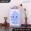 Komoda Happy K01 -  růžový a modrý slon (Barva bílá)