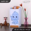 Komoda Happy K01 -  růžový a modrý slon (Barva bílá)