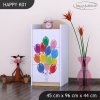 Komoda Happy K01 -zelené auto s balónky (Barva bílá)
