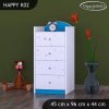 Komoda Happy K02 - princ na bílém koni (Barva bílá)
