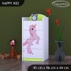 Komoda Happy K02 - princezna a jednorožec (Barva bílá)