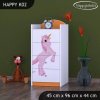 Komoda Happy K02 - princezna a jednorožec (Barva bílá)
