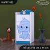 Komoda Happy K02 - růžový a modrý slon (Barva bílá)