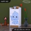 Komoda Happy K02 - růžový a modrý slon (Barva bílá)
