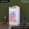 Komoda Happy K02 - růžový dráček (Barva bílá)