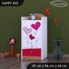 Komoda Happy K02 -srdíčka (Barva bílá)