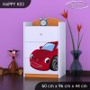 Komoda Happy K03 - pohádkové auto (Barva bílá)