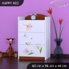 Komoda Happy K03 - medvídek s kyticí (Barva bílá)
