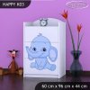 Komoda Happy K03 - růžový a modrý slon (Barva bílá)