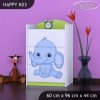 Komoda Happy K03 - růžový a modrý slon (Barva bílá)