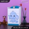 Komoda Happy K03 - růžový a modrý slon (Barva bílá)