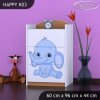 Komoda Happy K03 - růžový a modrý slon (Barva bílá)