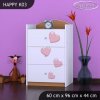 Komoda Happy K03 - růžový slon se srdcem (Barva bílá)