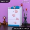 Komoda Happy K03 - růžový slon se srdcem (Barva bílá)