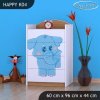 Komoda Happy K04 - modrý slon (Barva bílá)
