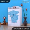 Komoda Happy K04 - modrý slon (Barva bílá)