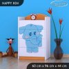 Komoda Happy K04 - modrý slon (Barva bílá)