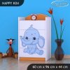 Komoda Happy K04 - růžový a modrý slon (Barva bílá)