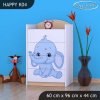 Komoda Happy K04 - růžový a modrý slon (Barva bílá)