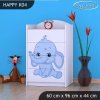 Komoda Happy K04 - růžový a modrý slon (Barva bílá)