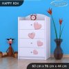 Komoda Happy K04 - růžový slon se srdcem (Barva bílá)