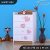 Komoda Happy K04 - růžový slon se srdcem (Barva bílá)