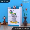 Komoda Happy K04 - slon s balónkem (Barva bílá)