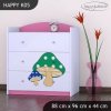 Komoda Happy K05 - růžový hříbeček (Barva bílá)