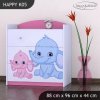 Komoda Happy K05 - růžový a modrý slon (Barva bílá)