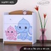 Komoda Happy K05 - růžový a modrý slon (Barva bílá)