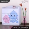Komoda Happy K05 - růžový a modrý slon (Barva bílá)