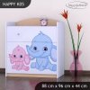 Komoda Happy K05 - růžový a modrý slon (Barva bílá)