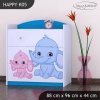 Komoda Happy K05 - růžový a modrý slon (Barva bílá)
