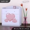 Komoda Happy K05 - růžový slon se srdcem (Barva bílá)