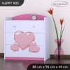 Komoda Happy K05 - růžový slon se srdcem (Barva bílá)