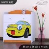 Komoda Happy K05 -  žluté auto (Barva bílá)