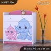 Komoda Happy K06 - růžový a modrý slon (Barva bílá)