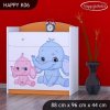 Komoda Happy K06 - růžový a modrý slon (Barva bílá)