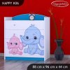 Komoda Happy K06 - růžový a modrý slon (Barva bílá)