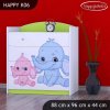 Komoda Happy K06 - růžový a modrý slon (Barva bílá)